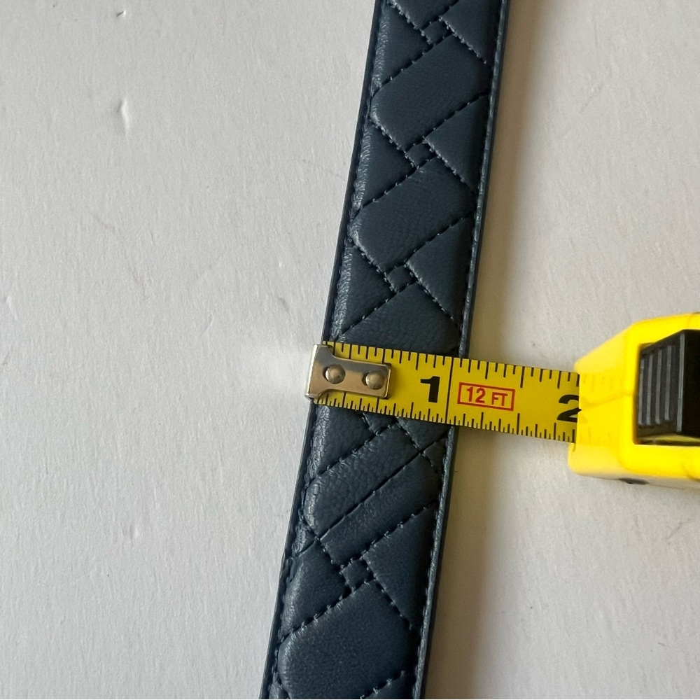 KURT GEIGER LONDON WOMENS QUILTED LEATHER BELT VINTAGE INDIGO BLUE SIZE M/L NWT - Picture 13 of 16